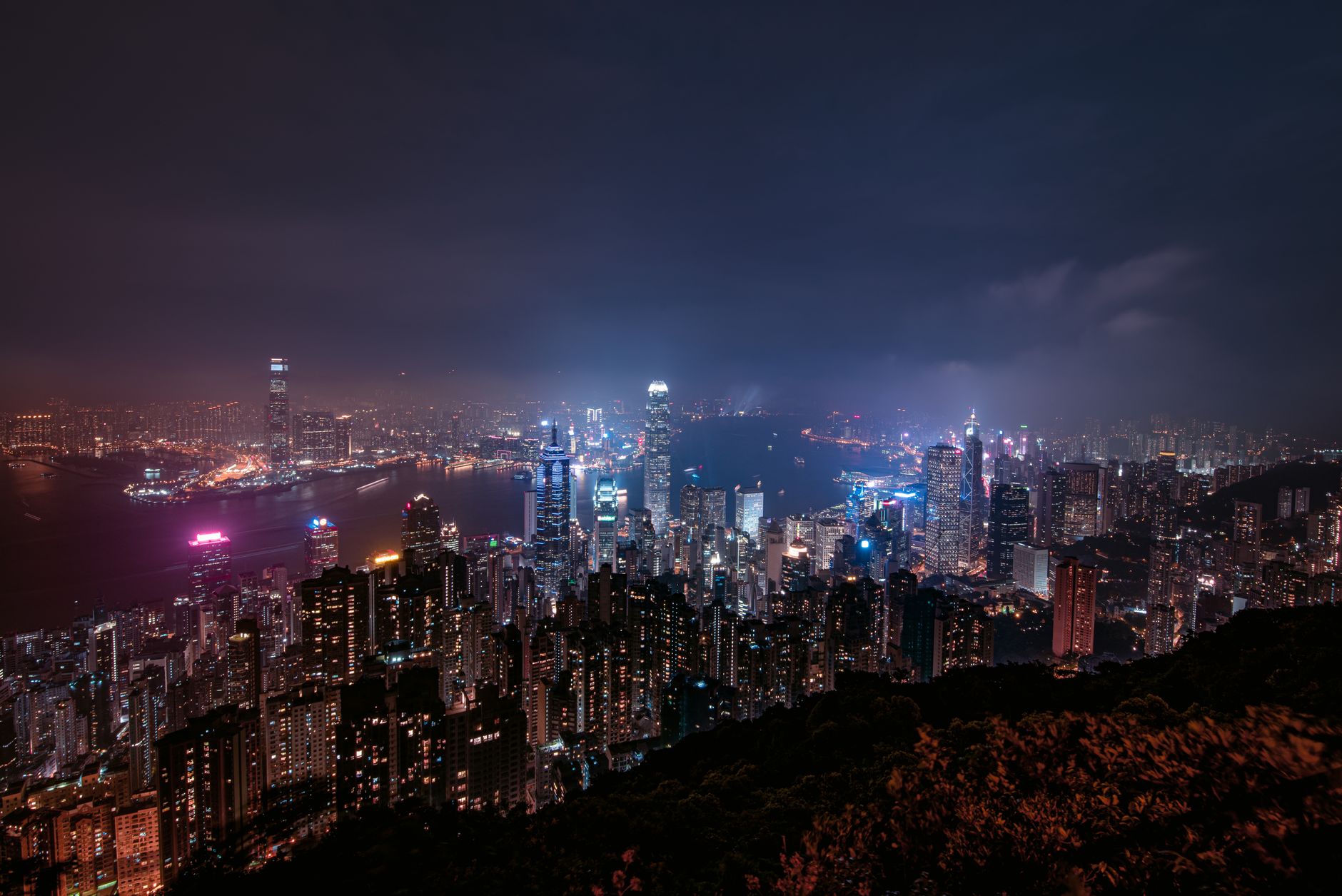 lights in city at night